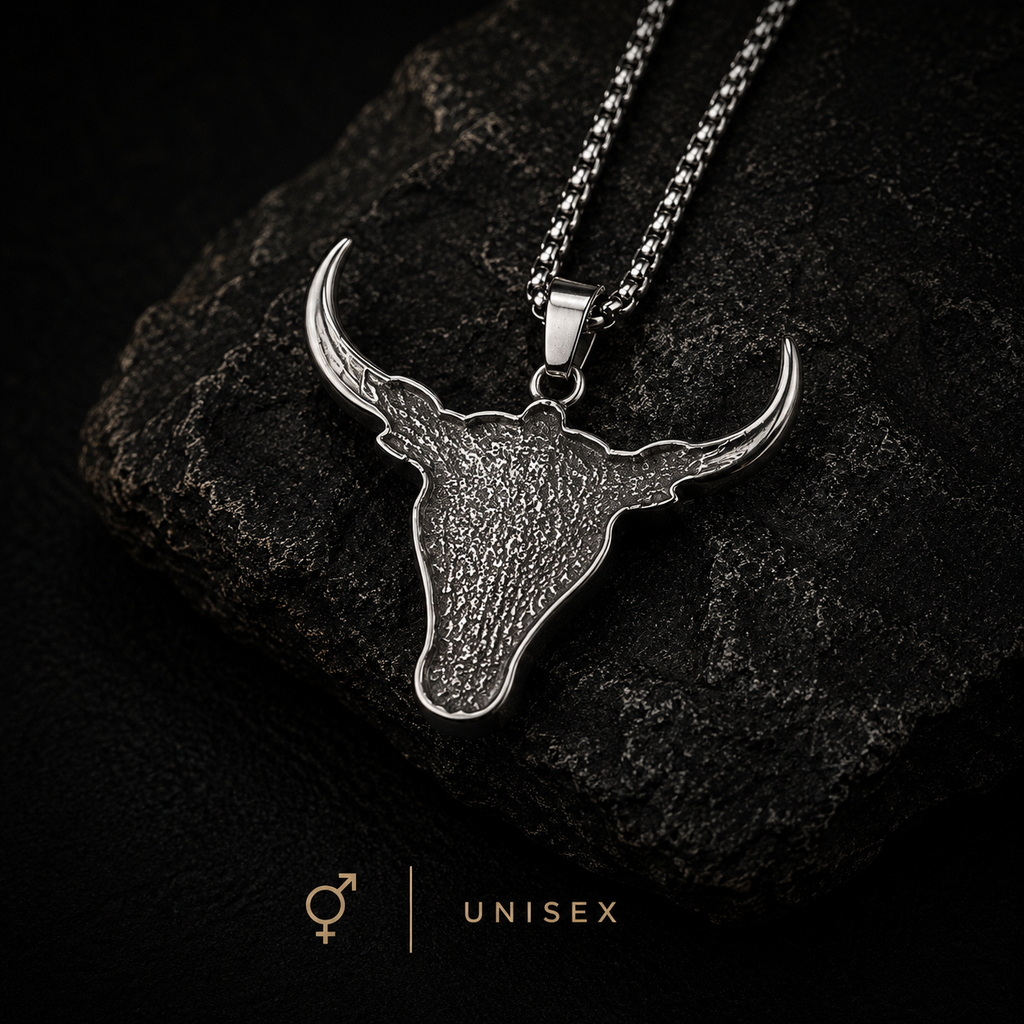 Bull Skull Necklace with Turquoise Stone