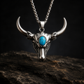 Bull Skull Necklace with Turquoise Stone